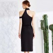 Black Choker Slit Dress (Size M)